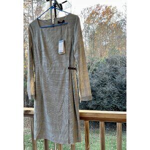 NWT Piazza Sempione Made In Italy Dress Wool Blend Houndstooth Italy 44 US 8